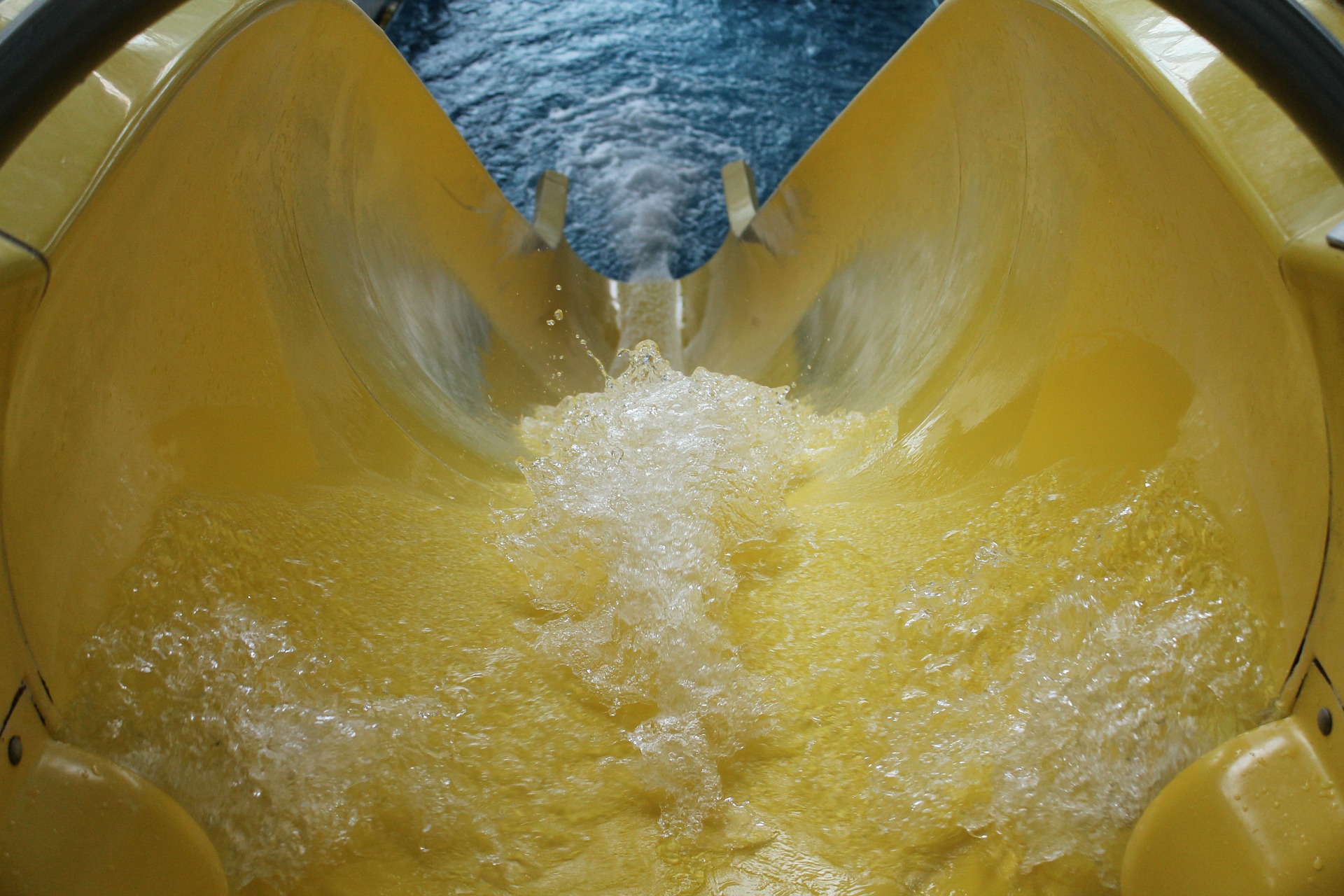 Looking down a waterslide