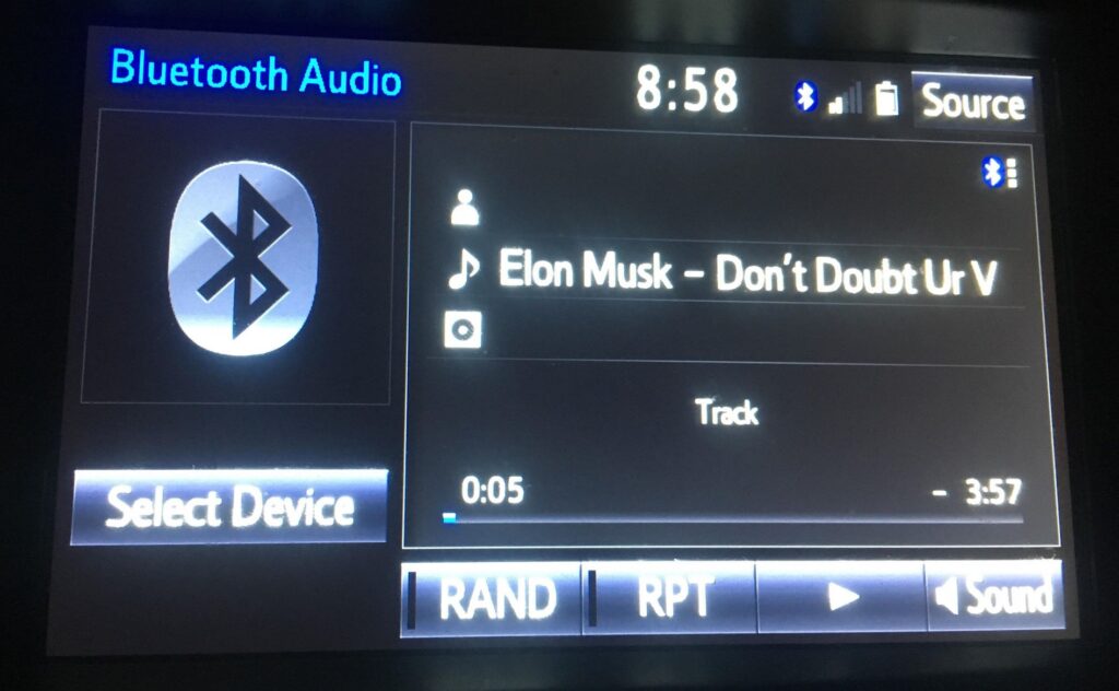 Dashboard showing Elon Musk's Don't Doubt Ur Vibe