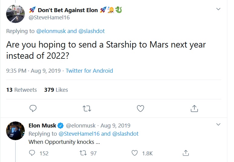 SpaceX Starship Mars Elon Musk Twitter