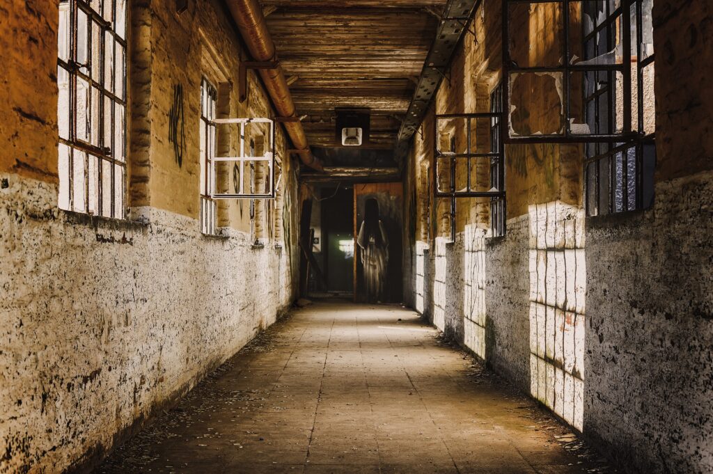 Creepy haunted hallway