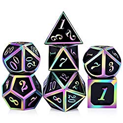 D & D polyhedral rainbow metal dice set
