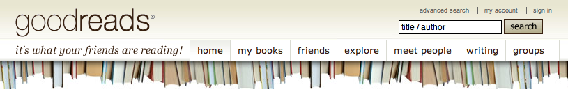 Goodreads logo and menus