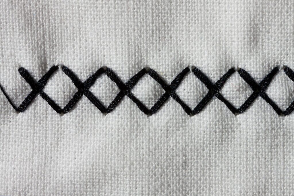 Close-up of a basic cross stitch