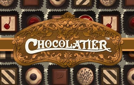 Chocolatier logo surrounded by chocolates