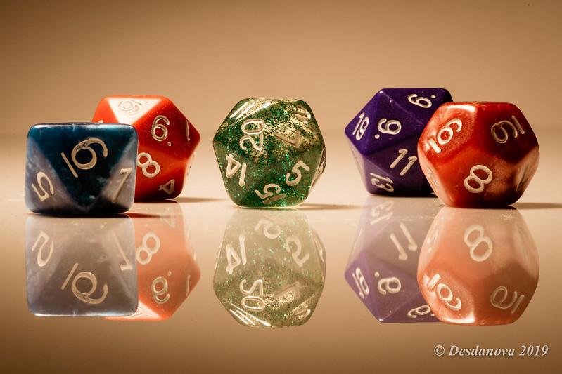 Colorful dice used for playing D&D