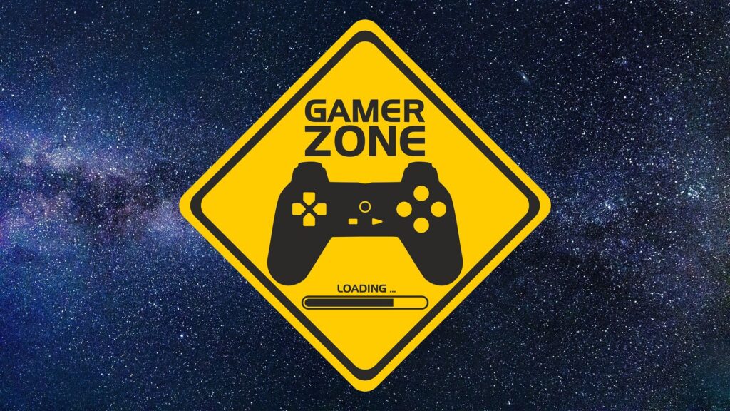 Gamer Zone Sign with space background